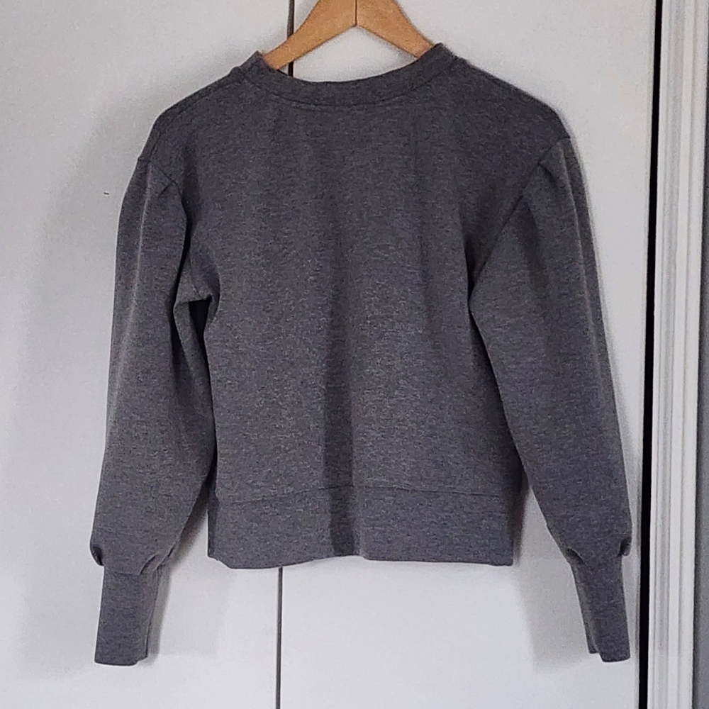 Albion Gray Puff Sleeve Crewneck Sweatshirt - Picture 2 of 4
